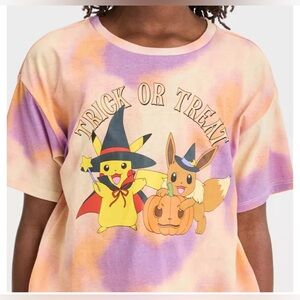 Pokemon Girls Pikachu Eevee Halloween Tie Dye Trick or Treat T Shirt